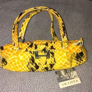 Vicosta Snakeskin Print Leather Handbag 💛🖤